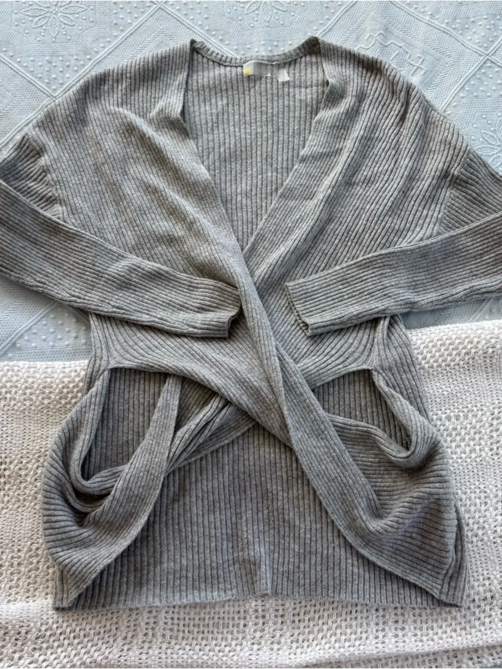 Zella | Gray | Ribbed | Wrap Front Sweater Size L